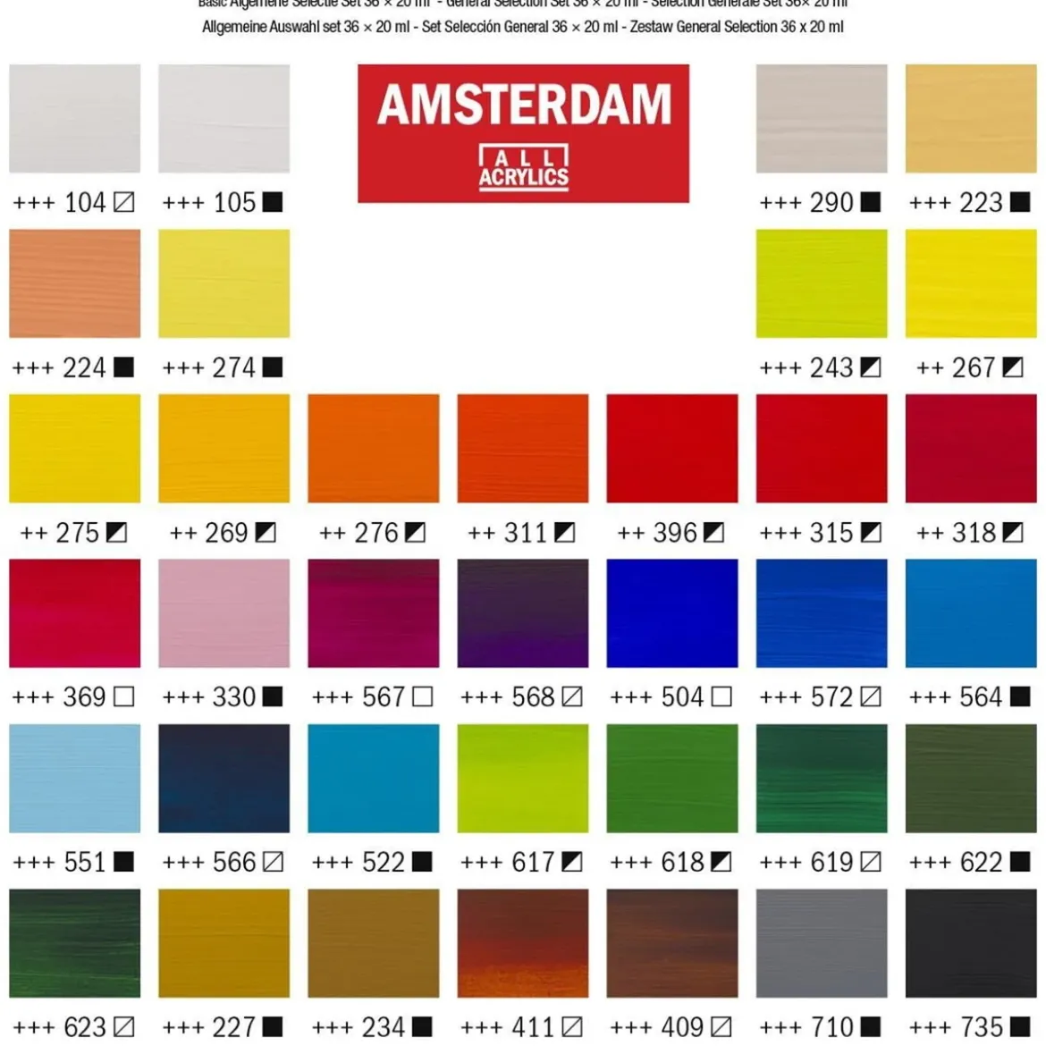 Amsterdam Acrylics General Selection Set - 36 x 20 ml