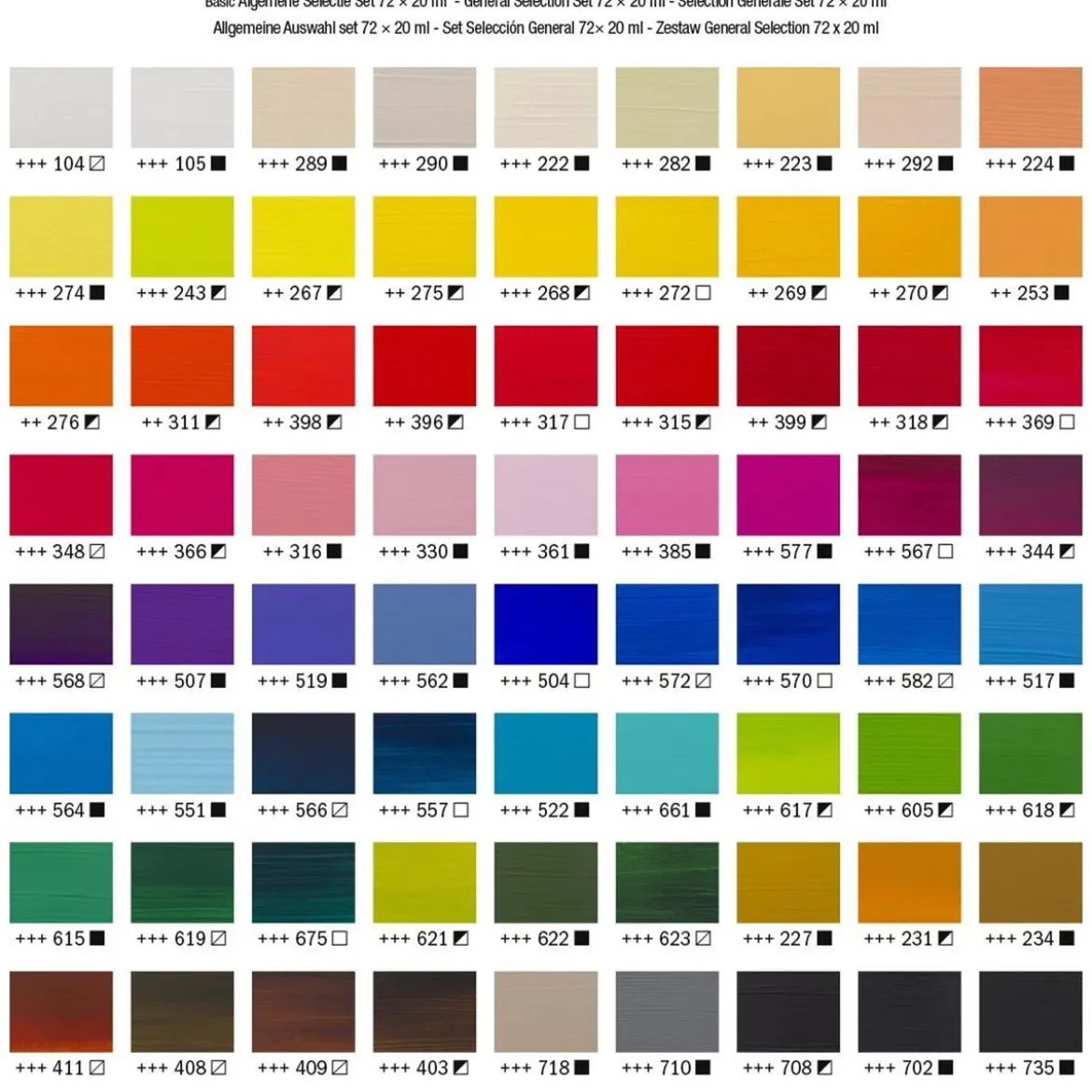 Amsterdam Acrylics General Selection Set - 72 x 20 ml