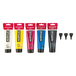 Amsterdam Acrylics Set - 5 x 120 ml + 3 st doseringsmunstycke