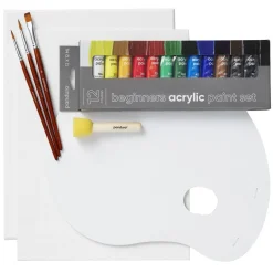 Beginners Acrylic Paint Kit, allt för nybörjaren som vill börja måla med akrylfärg