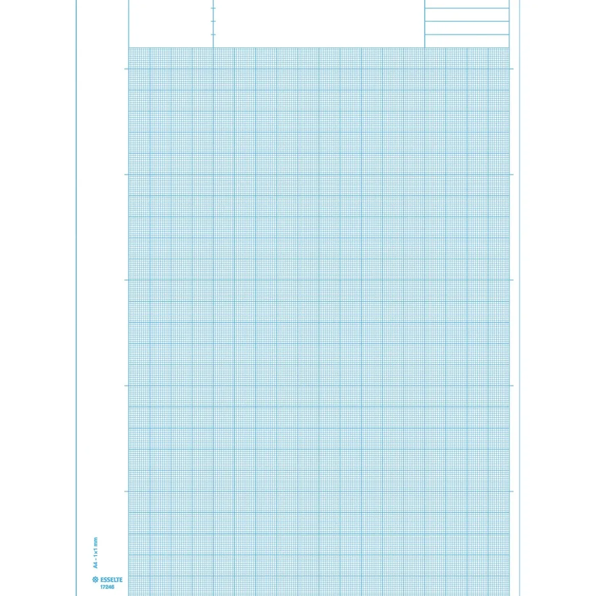 Block med millimeterrutor i blått för ritningar m.m. A4 – 210x297 mm, 50 ark