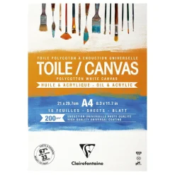 Clarefontaine Canvas Polycotton canvasblock A4 (210×297 mm), 10 ark, 200 g/m²