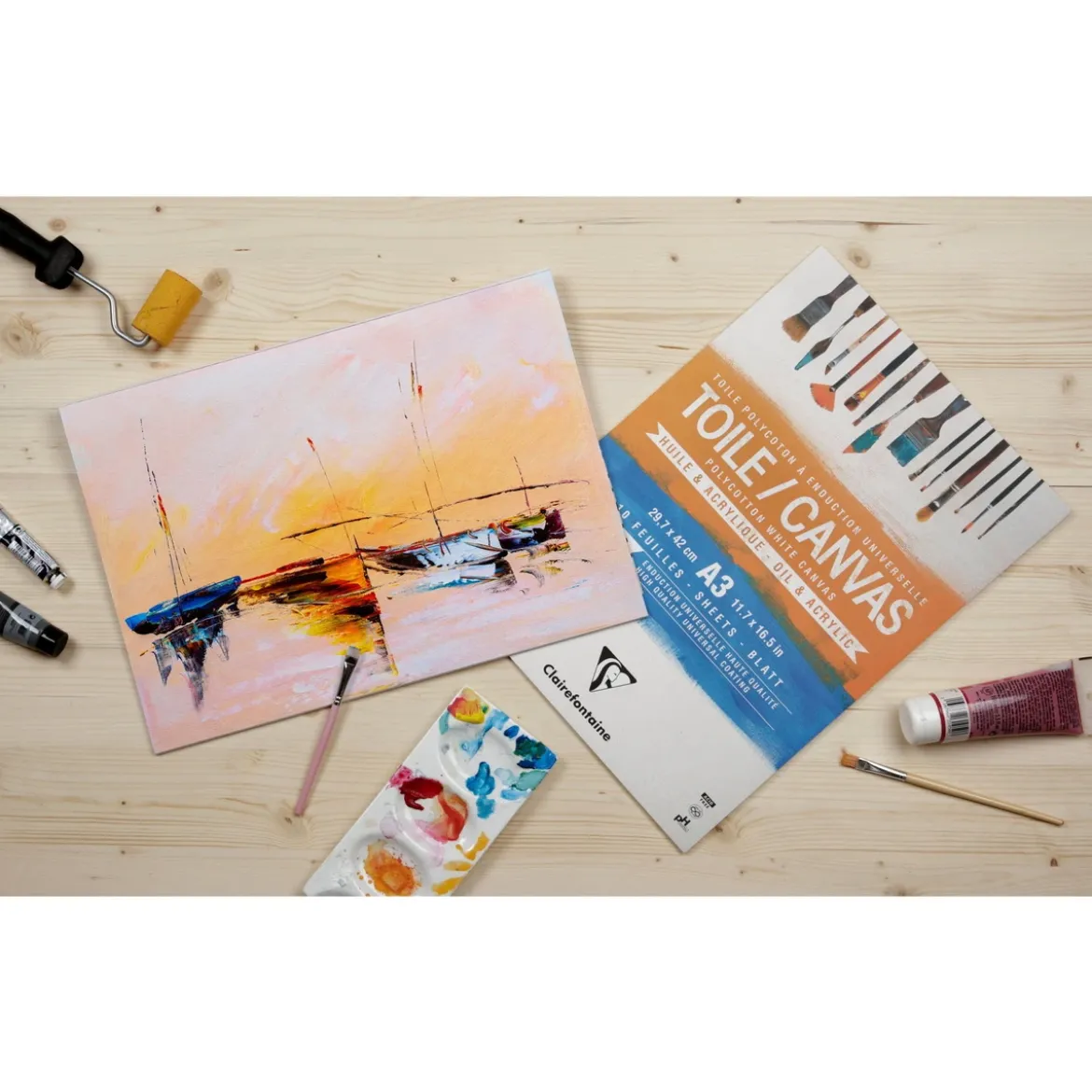 Clarefontaine Canvas Polycotton canvasblock A4 (210×297 mm), 10 ark, 200 g/m²