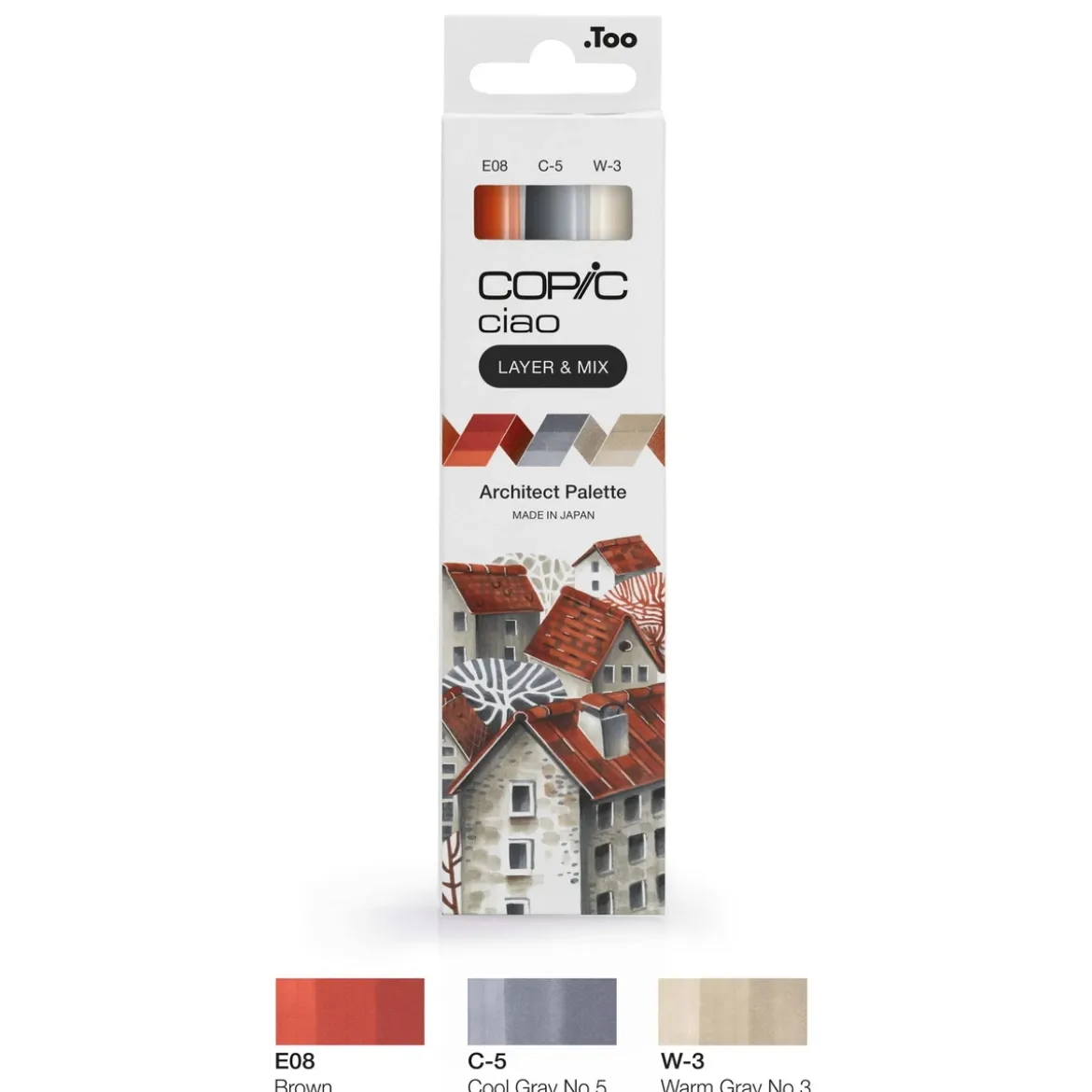 Copic Ciao markers med dubbelspets, 3-pack – Architect palette