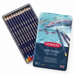 Derwent Inktense 12 akvarellpennor i metallask