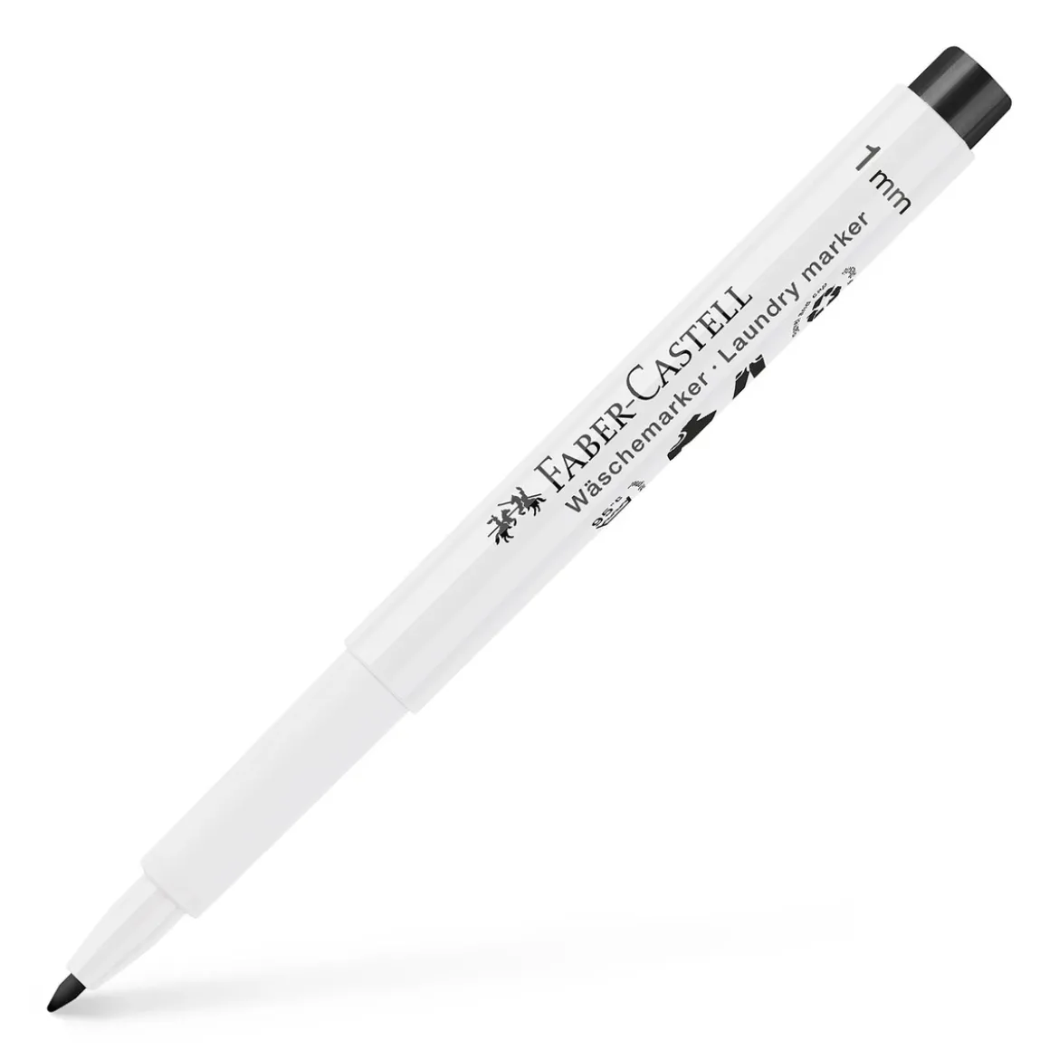 Faber-Castell Laundry Marker 1 mm, tvättbar svart märkpenna för textil, 95°C max