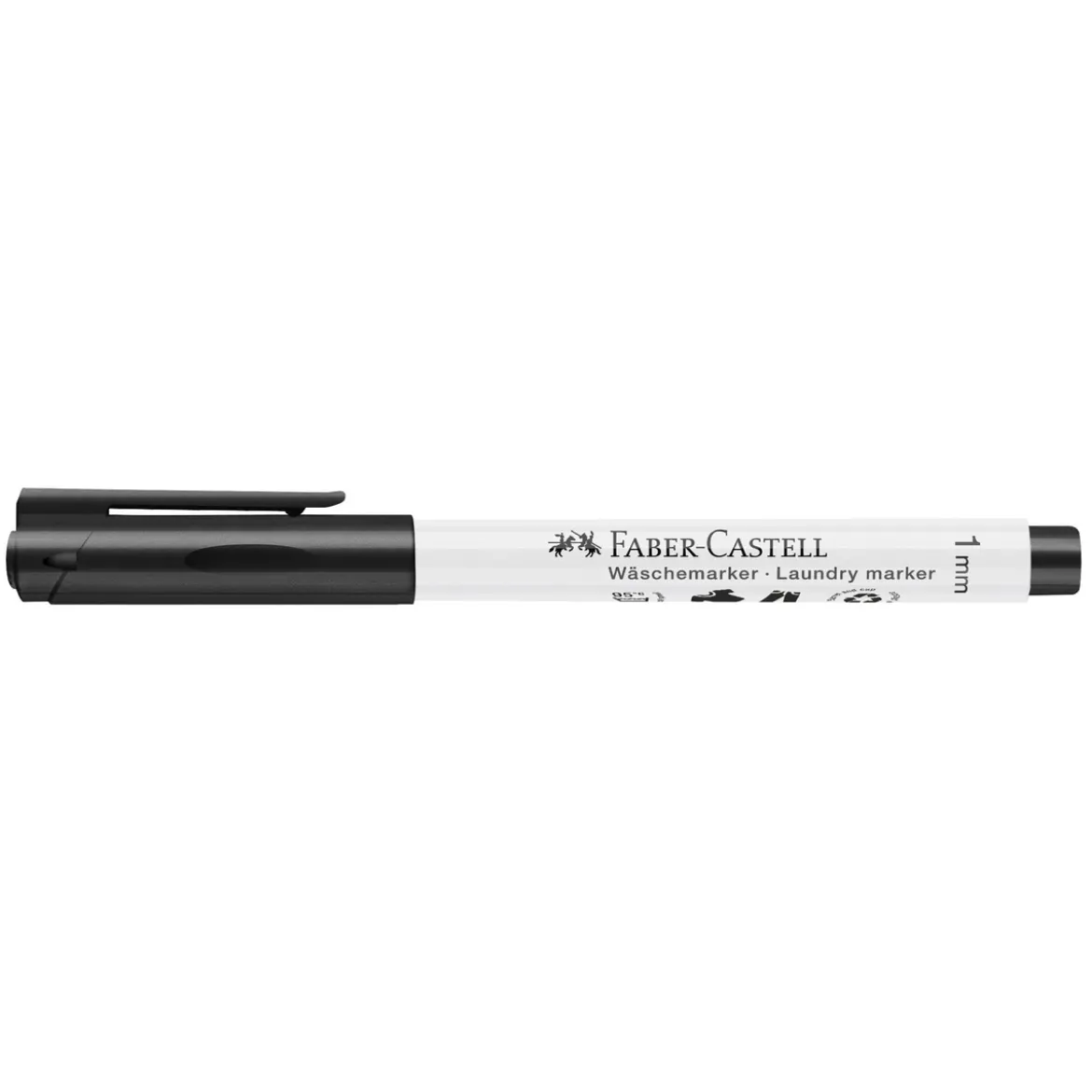 Faber-Castell Laundry Marker 1 mm, tvättbar svart märkpenna för textil, 95°C max