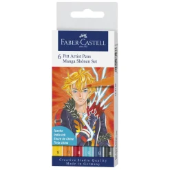 Faber-Castell PITT artist pens Manga Shônen set – 6 st. pennor med penselspets