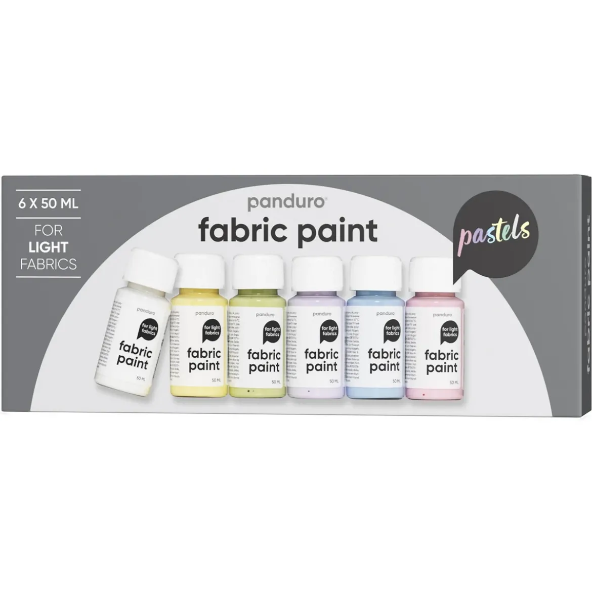 Fabric Paint set 6×50 ml, textilfärger i pastellfärger för ljust tyg