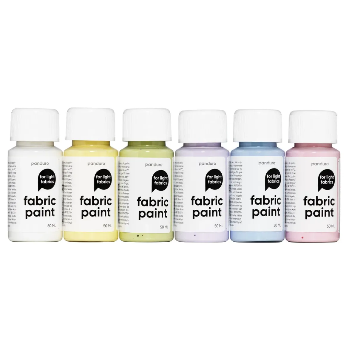 Fabric Paint set 6×50 ml, textilfärger i pastellfärger för ljust tyg