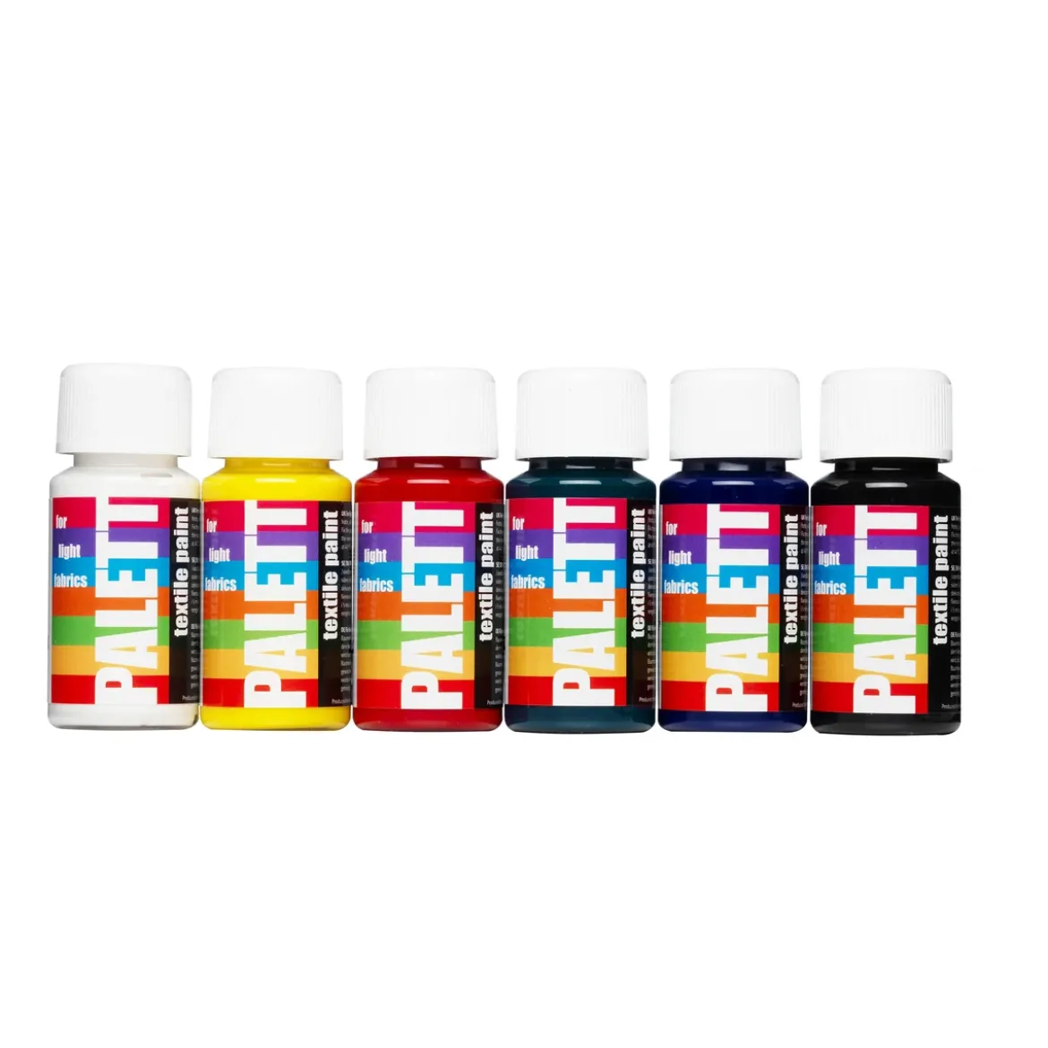 Fabric Paint set 6×50 ml, textilfärger i basfärger för ljust tyg