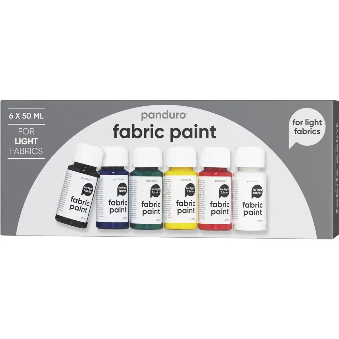 Fabric Paint set 6×50 ml, textilfärger i basfärger för ljust tyg