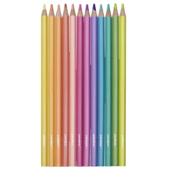 Färgpennor 12-pack Pastel, vaxbaserade pennor i pastellfärger