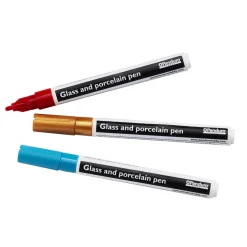 Glas & porslinspennor 6-pack i basfärger, 2 mm spets