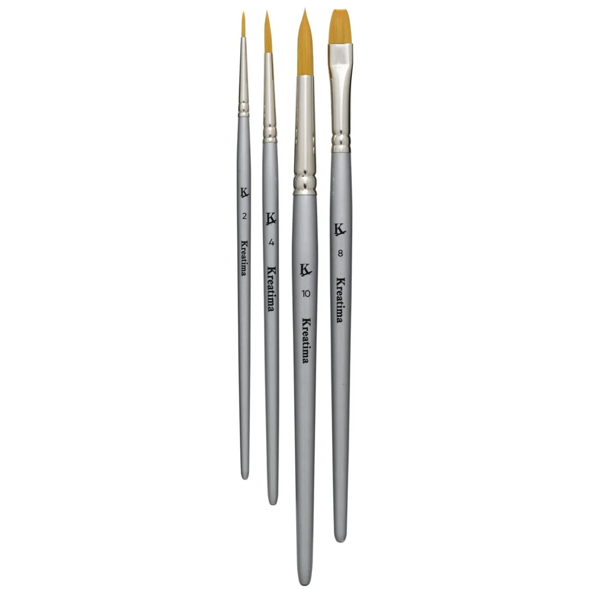 Kreatima Gouache penslar 4-pack – flat #6, rund #2, 4 och 10