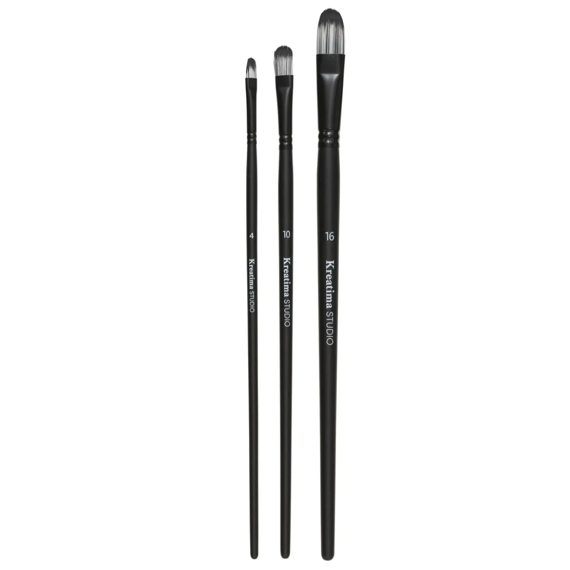 Kreatima pensel Studio Filbert 3-pack, #4, 10, 16 – syntetpenslar med kattunga / filbert