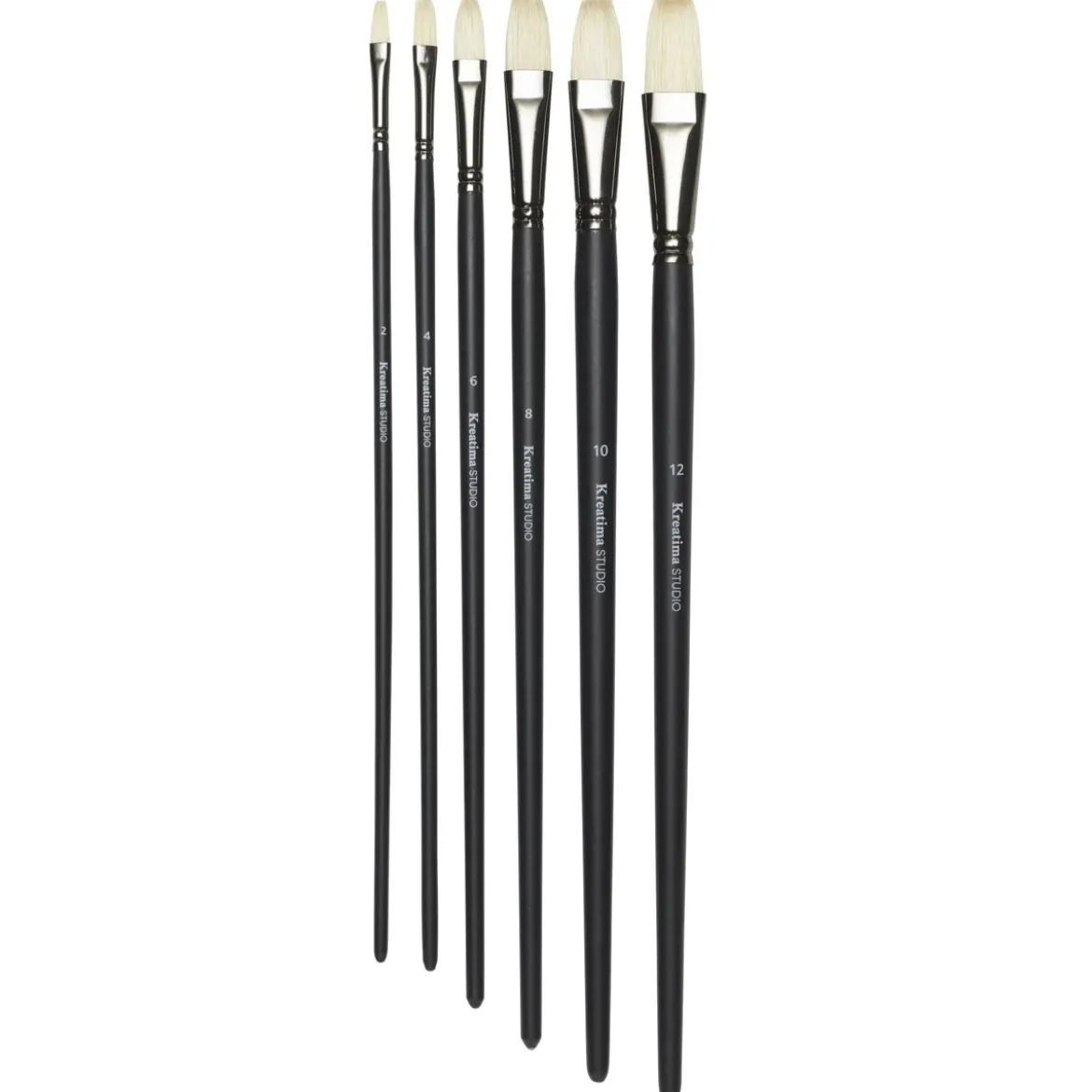Kreatima pensel Studio Flat 6-pack, #2, 4, 6, 8, 10, 12 – svinborstpenslar med flat borst