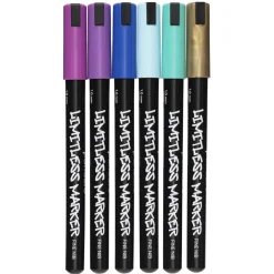 Limitless Marker S Galaxy Stardust, set med 6 akrylpennor – Fin spets Ø1 mm