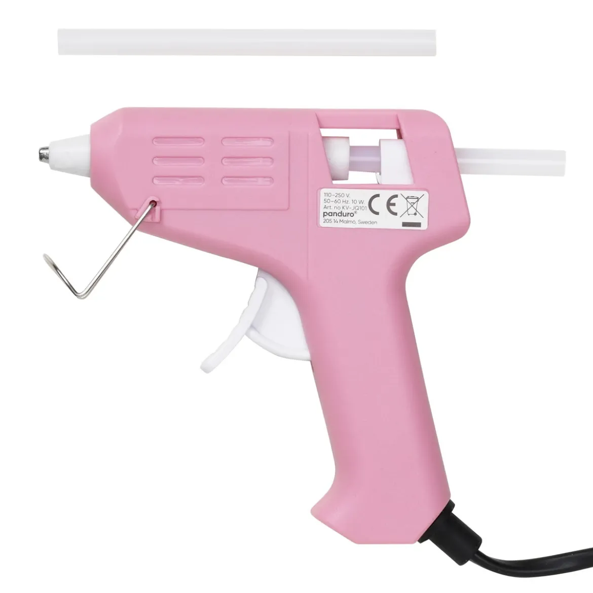 Limpistol Mini 7 mm rosa, 10W, 175 cm sladdlängd. 2 limstavar medföljer