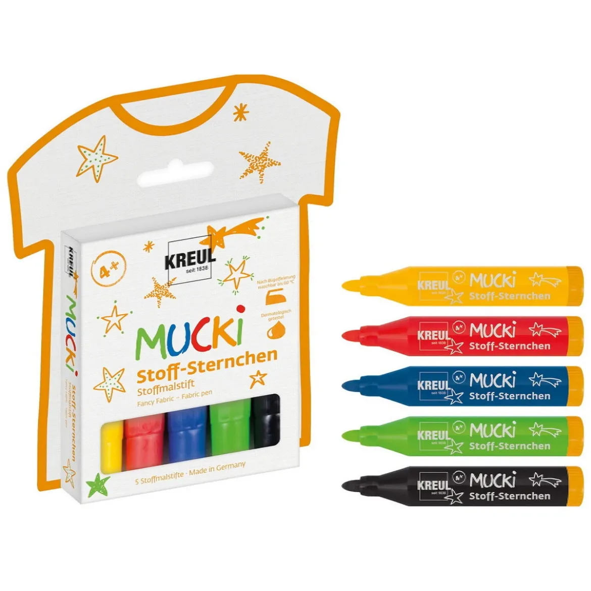 Mucki textilpennor stjärnor, 5-pack