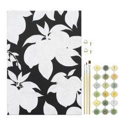 Paint by number / måla efter nummer – citroner, 25×35 cm + 18 färger & 3 penslar