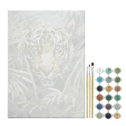 Paint by number / måla efter nummer – tiger, 25×35 cm + 18 färger & 3 penslar