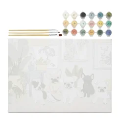 Paint by number / måla efter nummer – hundar, 35×25 cm + 18 färger & 3 penslar