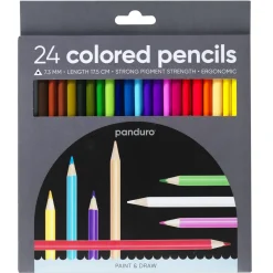 Panduro färgpennor 24-pack, färgstarka vaxbaserade pennor