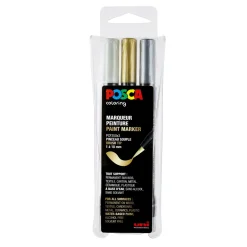 Posca Brush PC-350 3-pack – guld / silver / vit