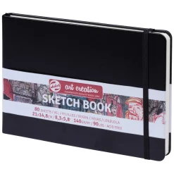 Royal Talens Art Creation Sketch skissbok 21x14,8 cm, svart omslag – 140 g/m², 80 ark