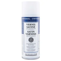 Sennelier Spray Universal Anti-UV Varnish Satin 375 ml, skyddande lack för oljefärg & akrylfärg
