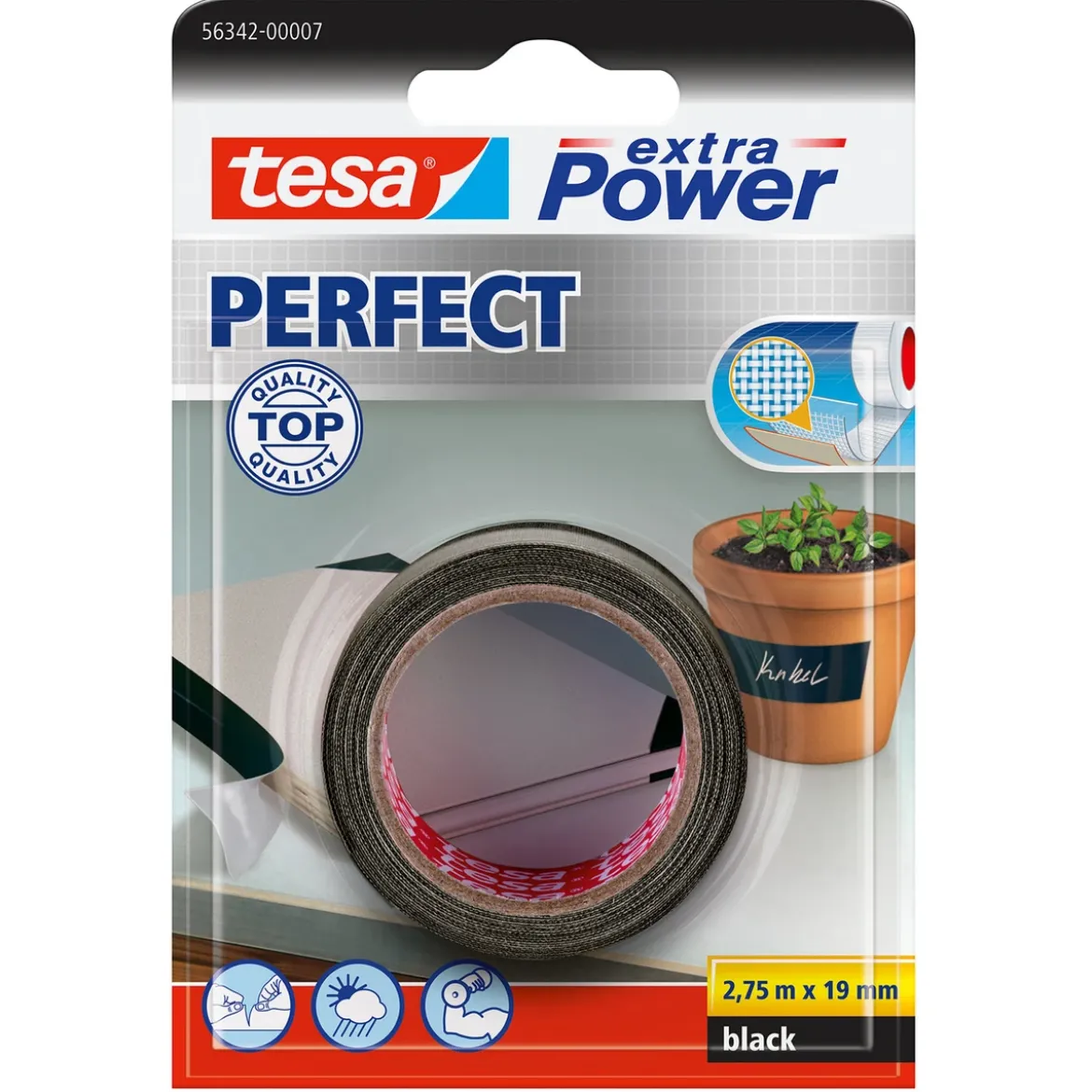 Tesa Extra Vävtejp 19mm Svart
