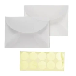 Transparenta kuvert 10 st. 10,9×15,5 cm + 10 guldiga stickers för försegling