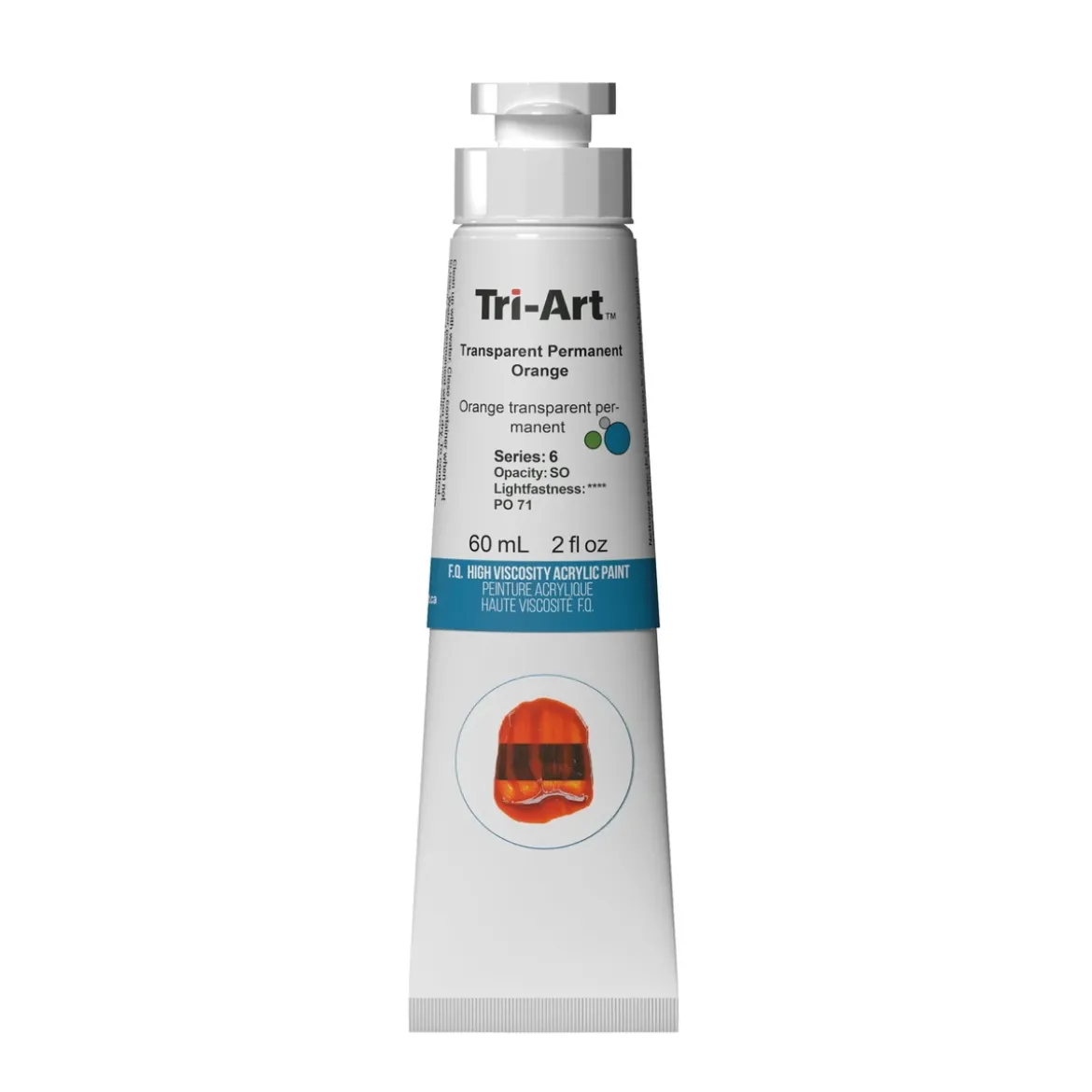 Tri-Art High Viscosity akrylfärg 60 ml Transparent Permanent Orange
