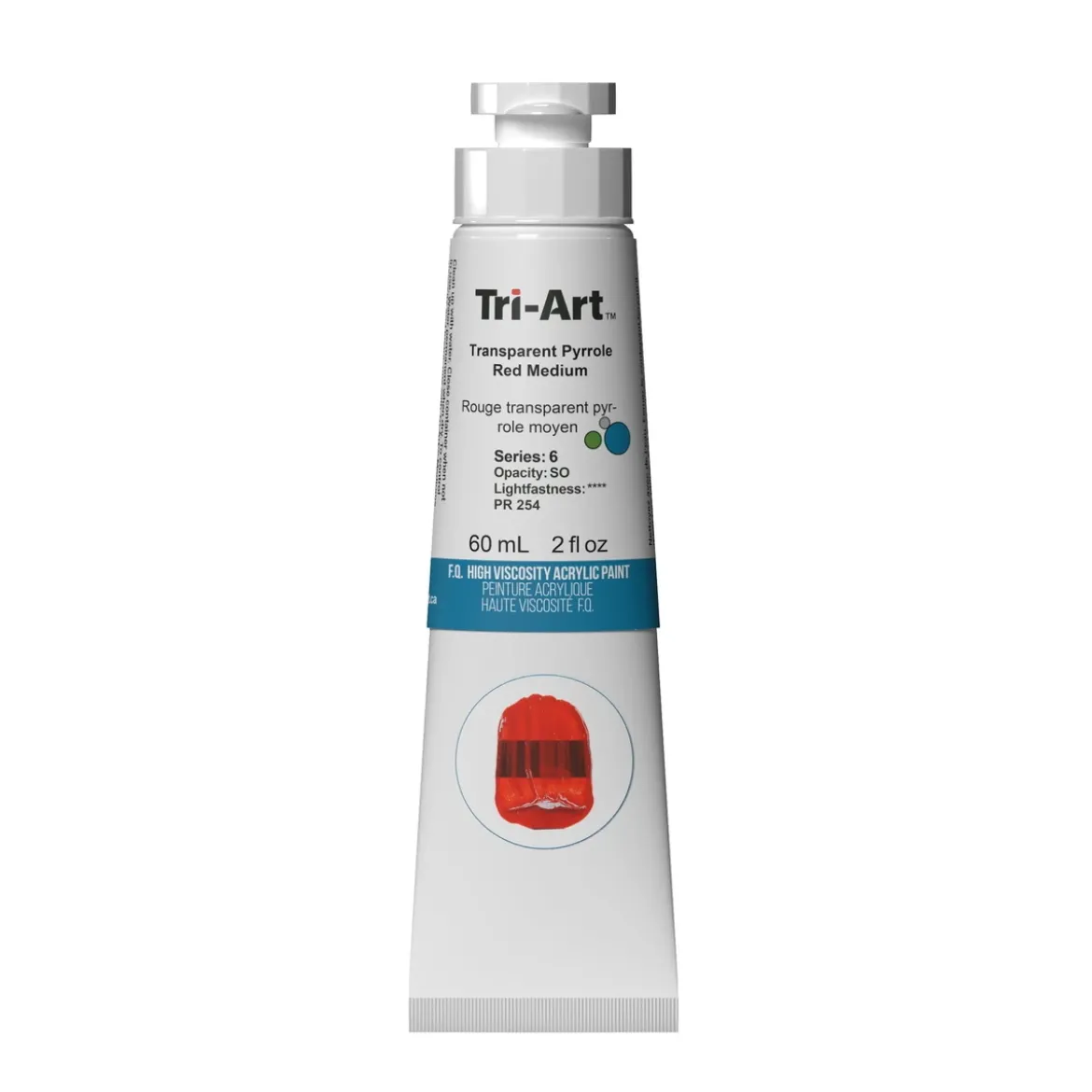 Tri-Art High Viscosity akrylfärg 60 ml Transparent Pyrrole Red Medium