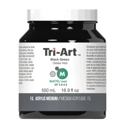 Tri-Art Medium Gesso Black 500 ml, svart grundering för akrylfärg