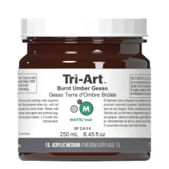 Tri-Art Medium Gesso Burnt Umber 250 ml, brun / rödbrun grundering för akrylfärg