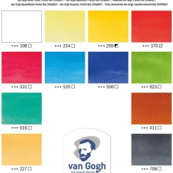 van Gogh akvarellfärger i set – 12 halvkoppar