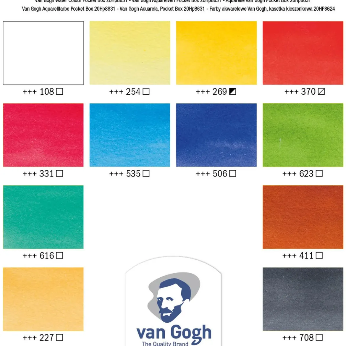 van Gogh akvarellfärger i set – 12 halvkoppar