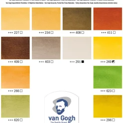 van Gogh akvarellfärger i set – 12 halvkoppar – Shades