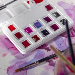 van Gogh akvarellfärger i set – 12 halvkoppar – Pink Violet